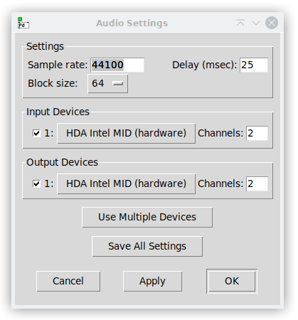 audio settings dialog