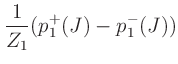 $\displaystyle \frac{1}{Z_1}(p_1^{+}(J) - p_1^{-}(J))$